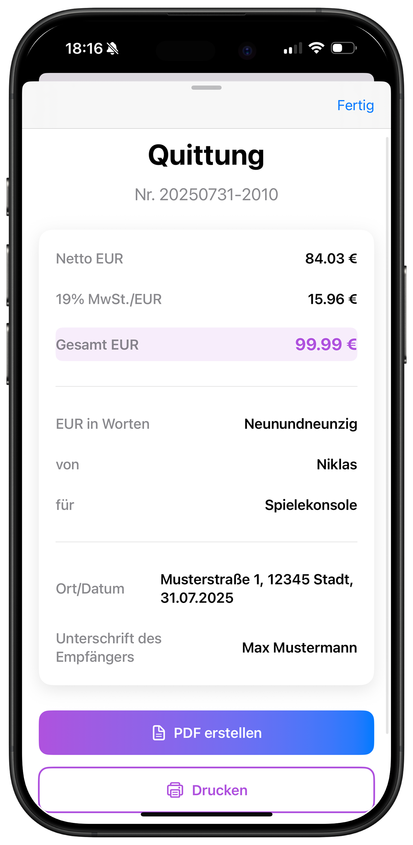 Datenvorschau vor dem PDF‑Export